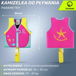 4FIZJO Kamizelka do pływania dla dzieci 3-6 lat TSUNAMI różowa Różowy
