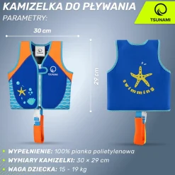 4FIZJO Kamizelka do pływania dla dzieci 2-3 lata TSUNAMI niebieska Niebieski Sale