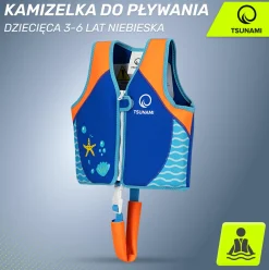 4FIZJO Kamizelka do pływania dla dzieci 3-6 lat TSUNAMI niebieska Niebieski Hot