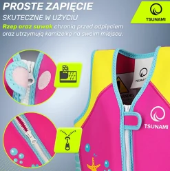 4FIZJO Kamizelka do pływania dla dzieci 2-3 lata TSUNAMI różowa Różowy