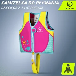 4FIZJO Kamizelka do pływania dla dzieci 2-3 lata TSUNAMI różowa Różowy