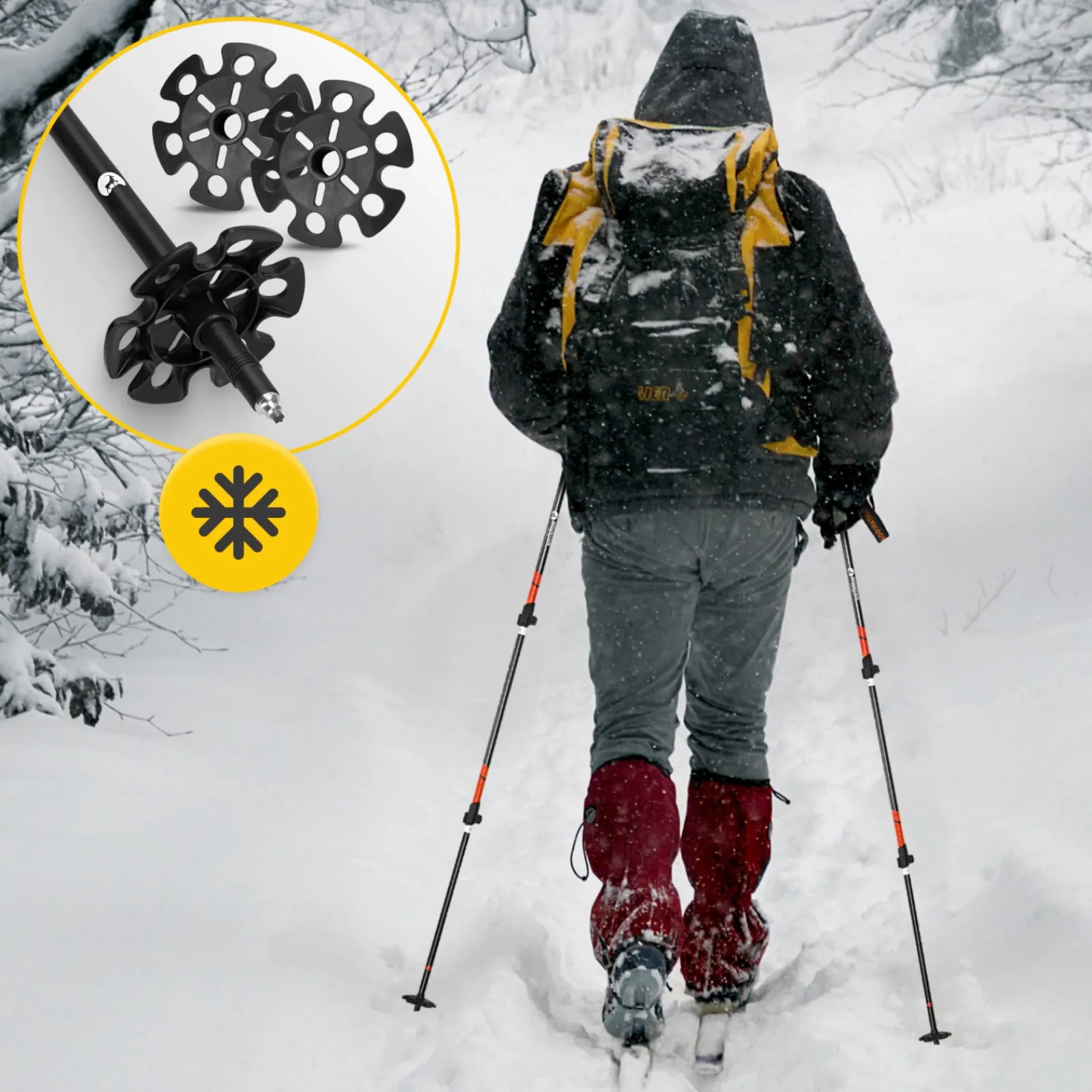 4FIZJO Kije trekkingowe do nordic walking PEAK+ pomarańczowe Hot