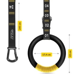 4FIZJO Kółka gimnastyczne do podciągania z ABS czarno-żółte Discount