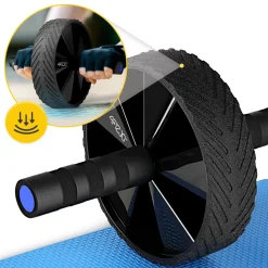 4FIZJO Kółko do ćwiczeń mięśni brzucha AB WHEEL PRO niebieskie New