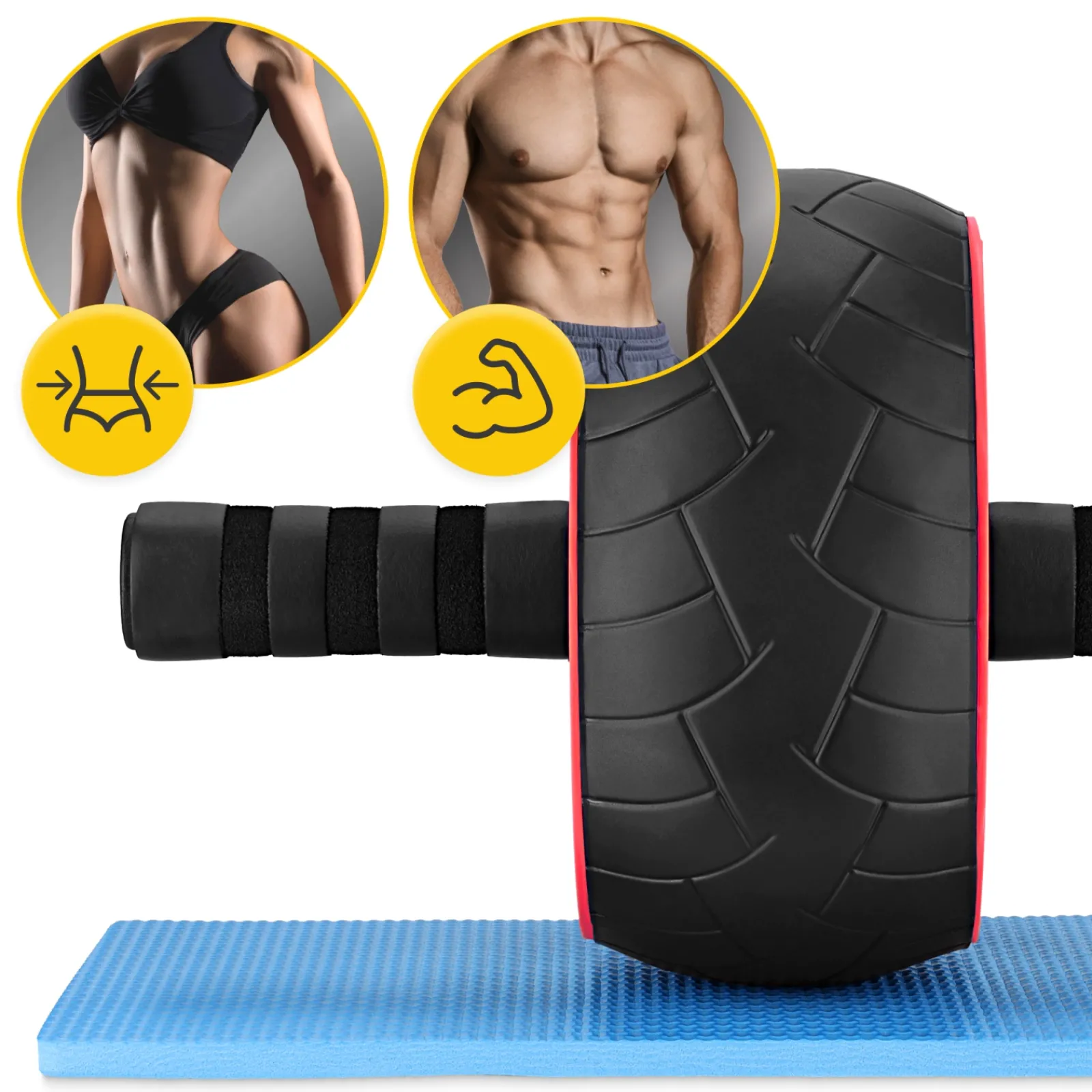 4FIZJO Kółko do ćwiczeń mięśni brzucha AB WHEEL XL czerwone Clearance