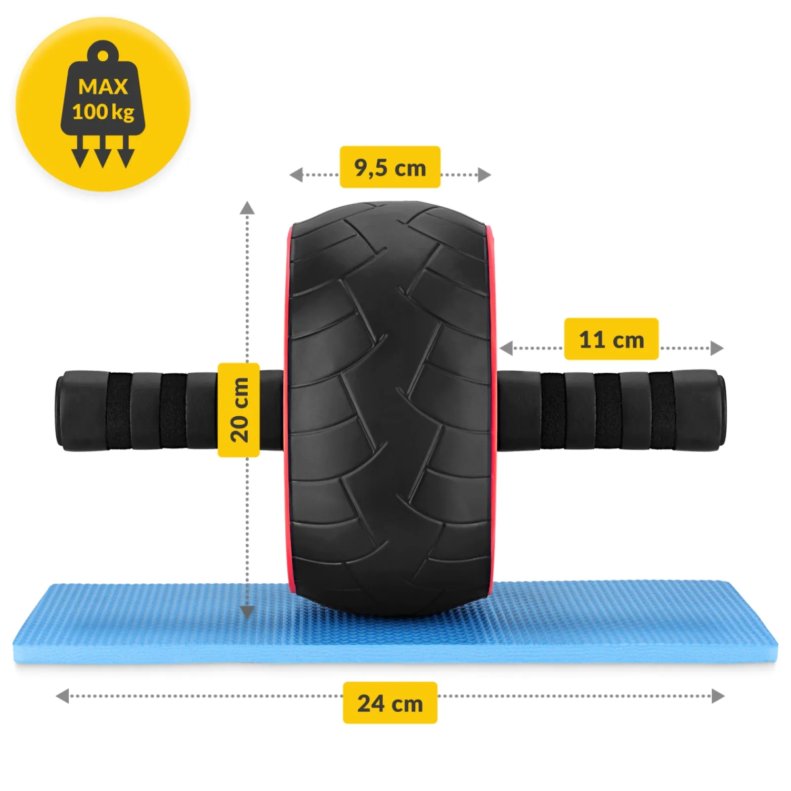 4FIZJO Kółko do ćwiczeń mięśni brzucha AB WHEEL XL czerwone Clearance