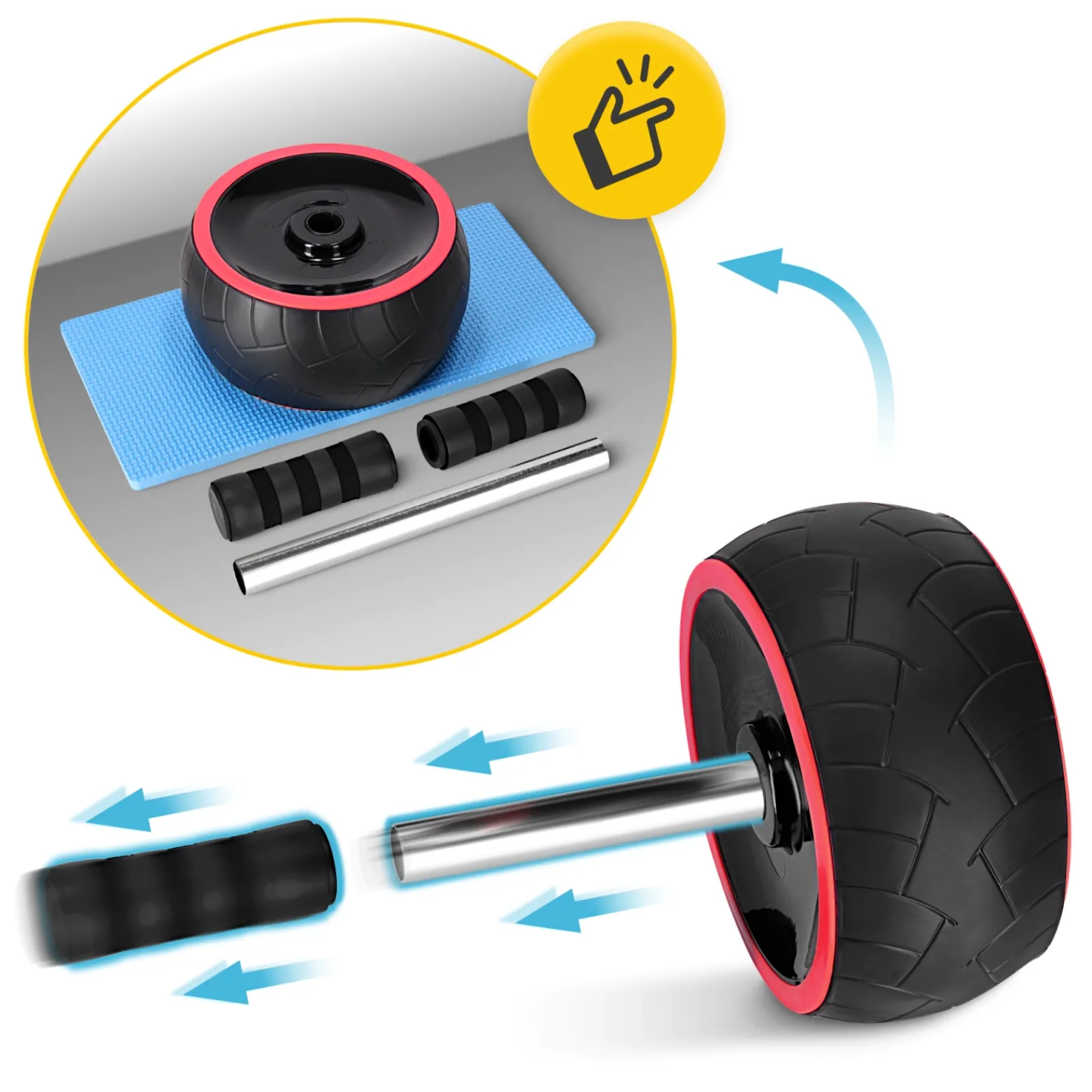 4FIZJO Kółko do ćwiczeń mięśni brzucha AB WHEEL XL czerwone Clearance