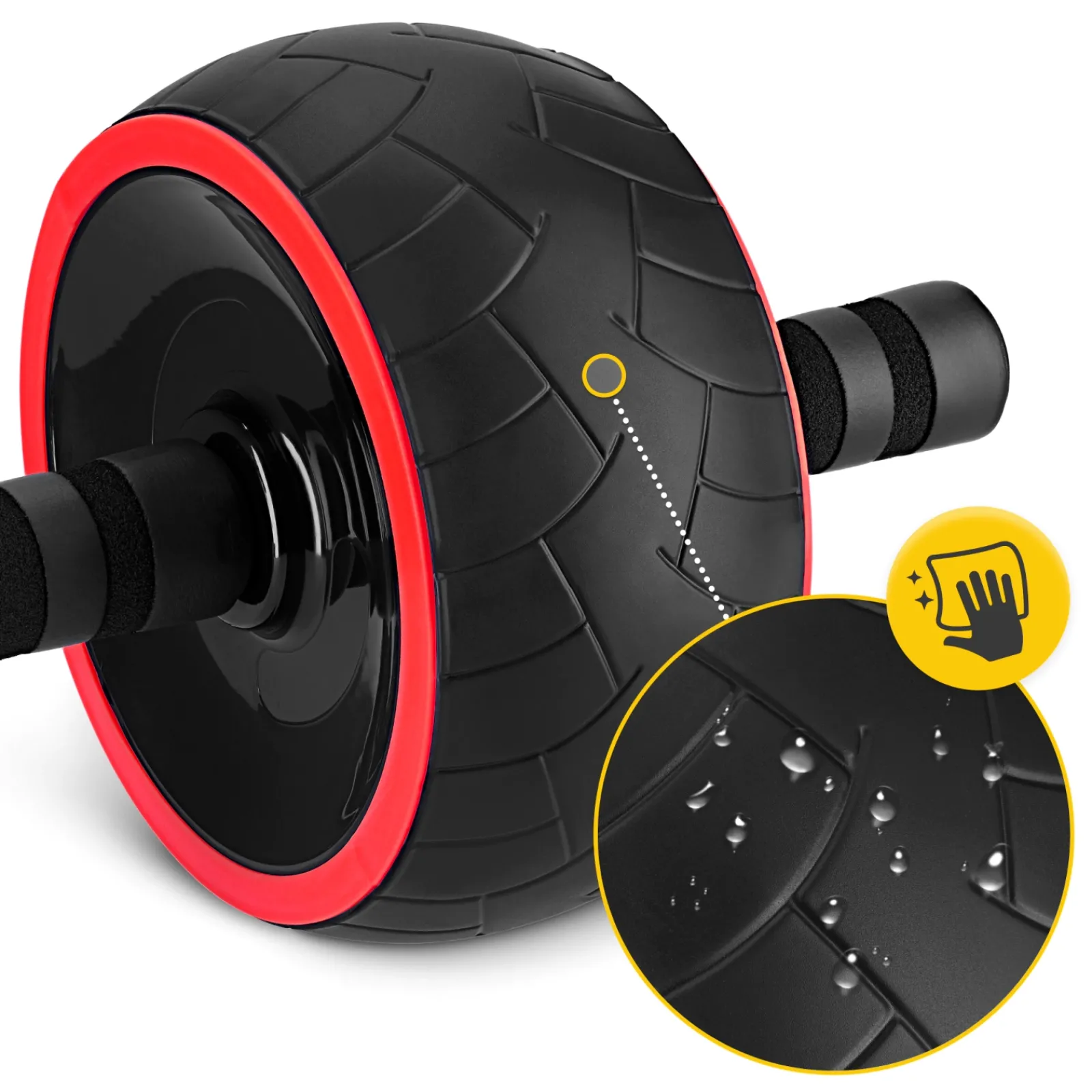 4FIZJO Kółko do ćwiczeń mięśni brzucha AB WHEEL XL czerwone Clearance