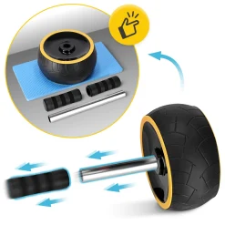 4FIZJO Kółko do ćwiczeń mięśni brzucha AB WHEEL XL żółte Sale