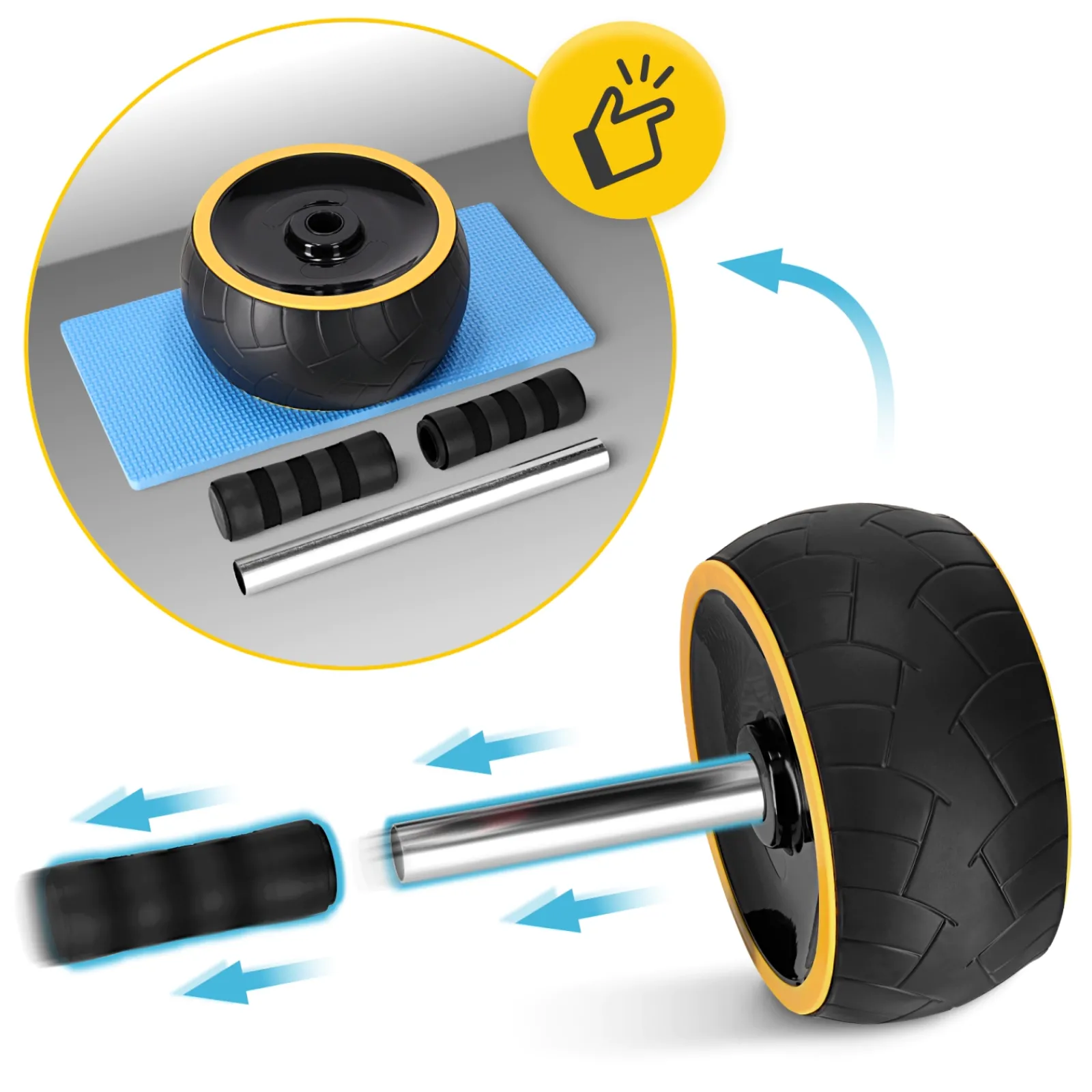 4FIZJO Kółko do ćwiczeń mięśni brzucha AB WHEEL XL żółte Sale