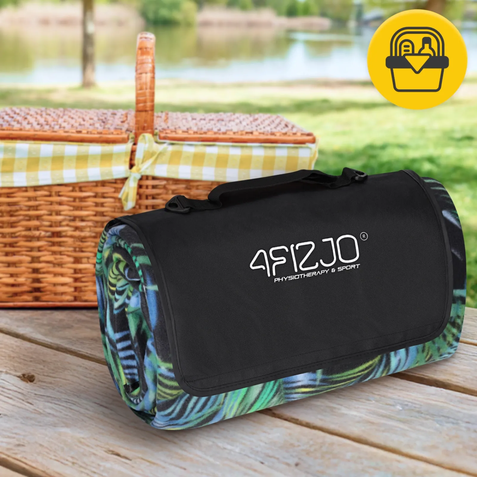 4FIZJO Koc piknikowy plażowy z izolacją 200 x 200 cm palmy Online
