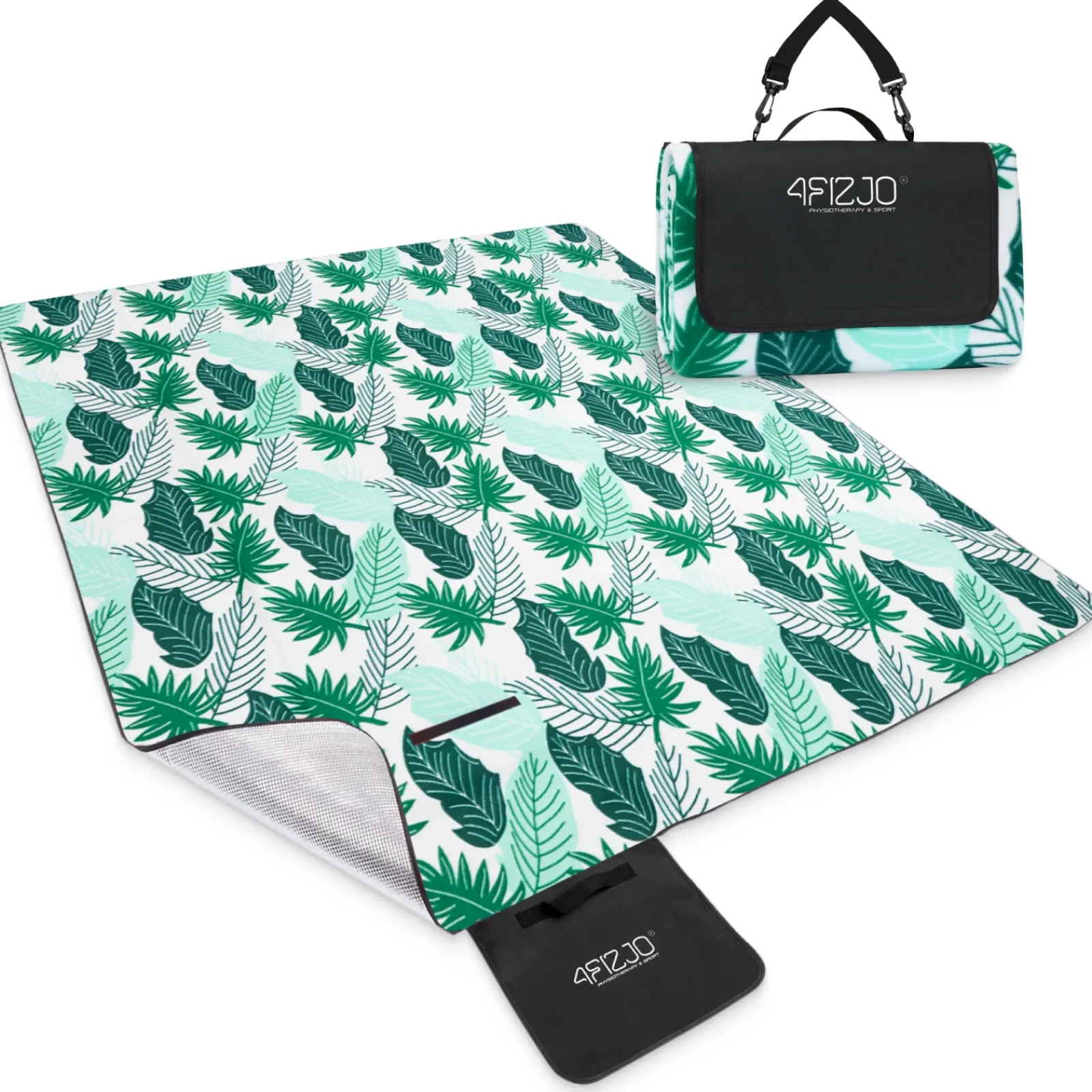4FIZJO Koc piknikowy plażowy z izolacją 200 x 200 cm liście Outlet