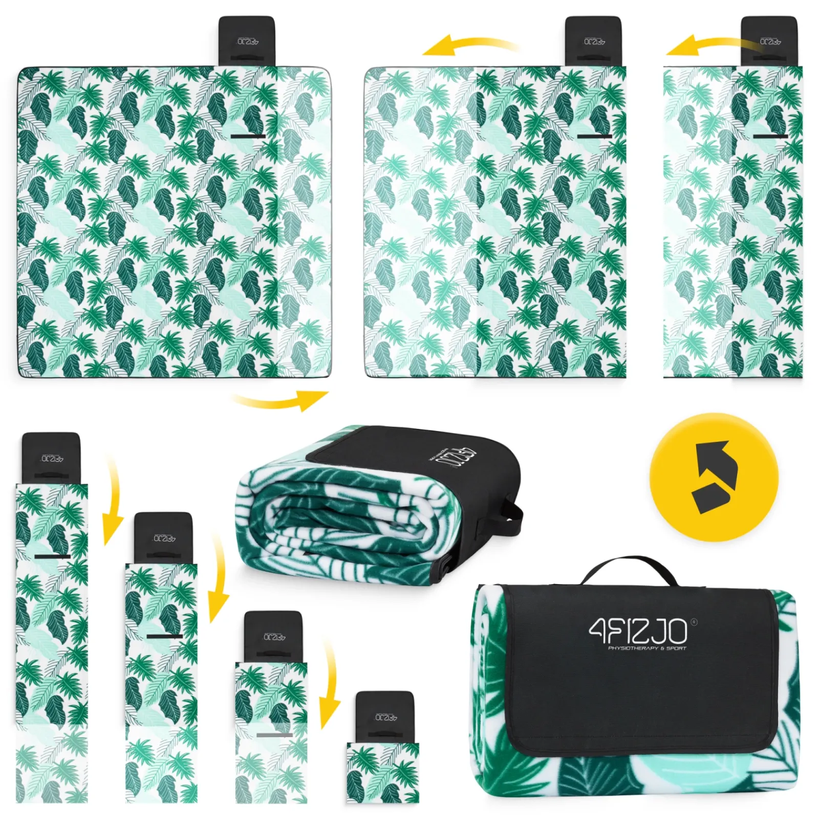 4FIZJO Koc piknikowy plażowy z izolacją 200 x 200 cm liście Outlet