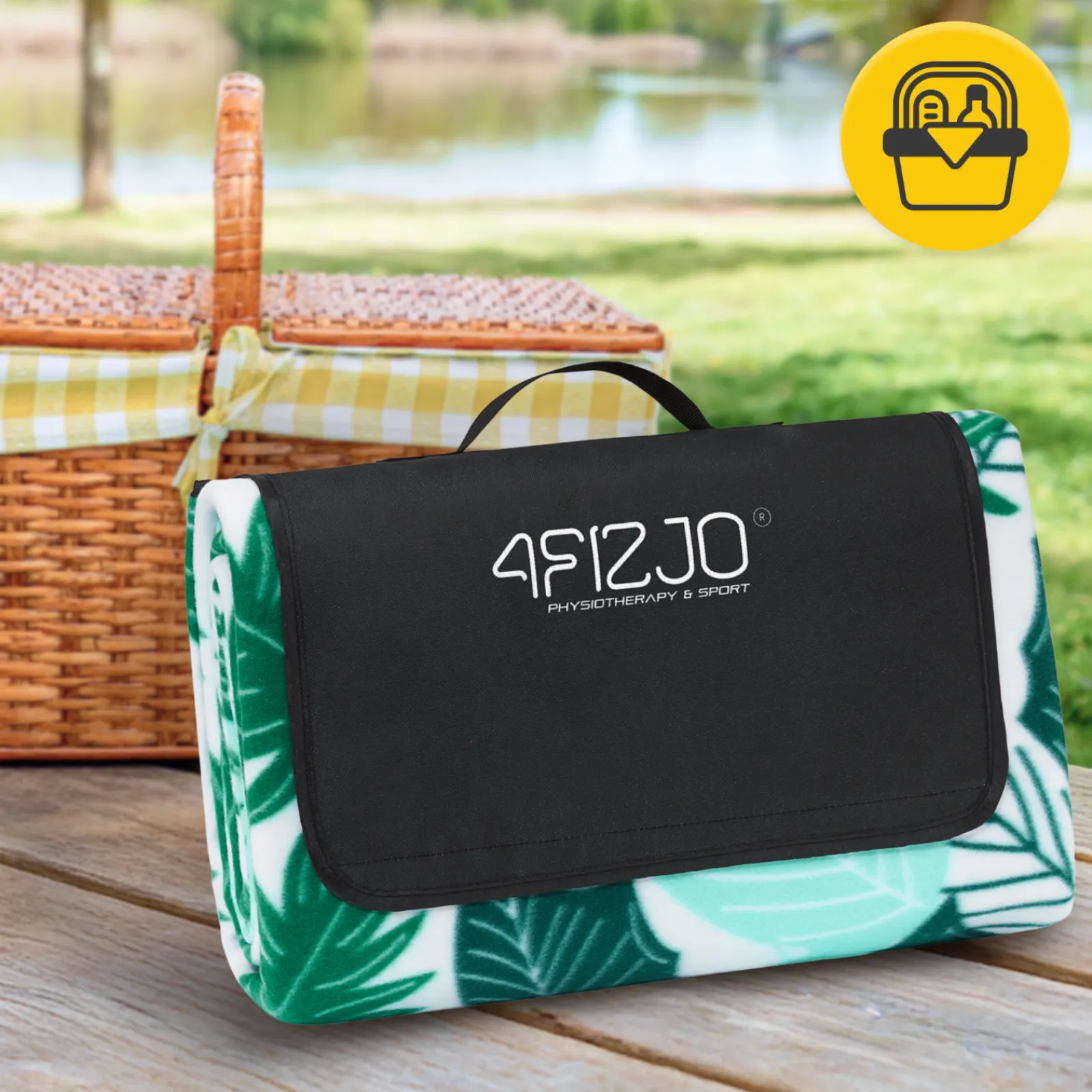 4FIZJO Koc piknikowy plażowy z izolacją 200 x 200 cm liście Outlet