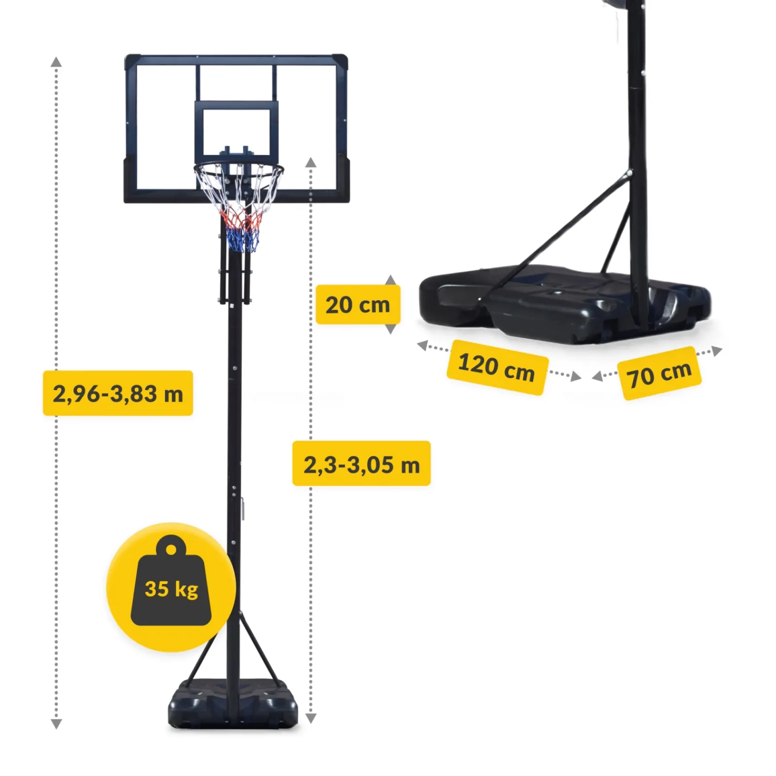 4FIZJO Kosz do koszykówki wolnostojący regulowany FALCON DUNKER Online