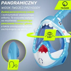 4FIZJO Maska do nurkowania dla dzieci TSUNAMI SHARK niebieska Best