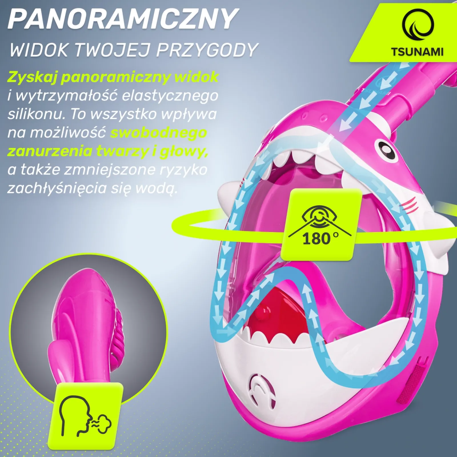 4FIZJO Maska do nurkowania dla dzieci TSUNAMI SHARK różowa Discount