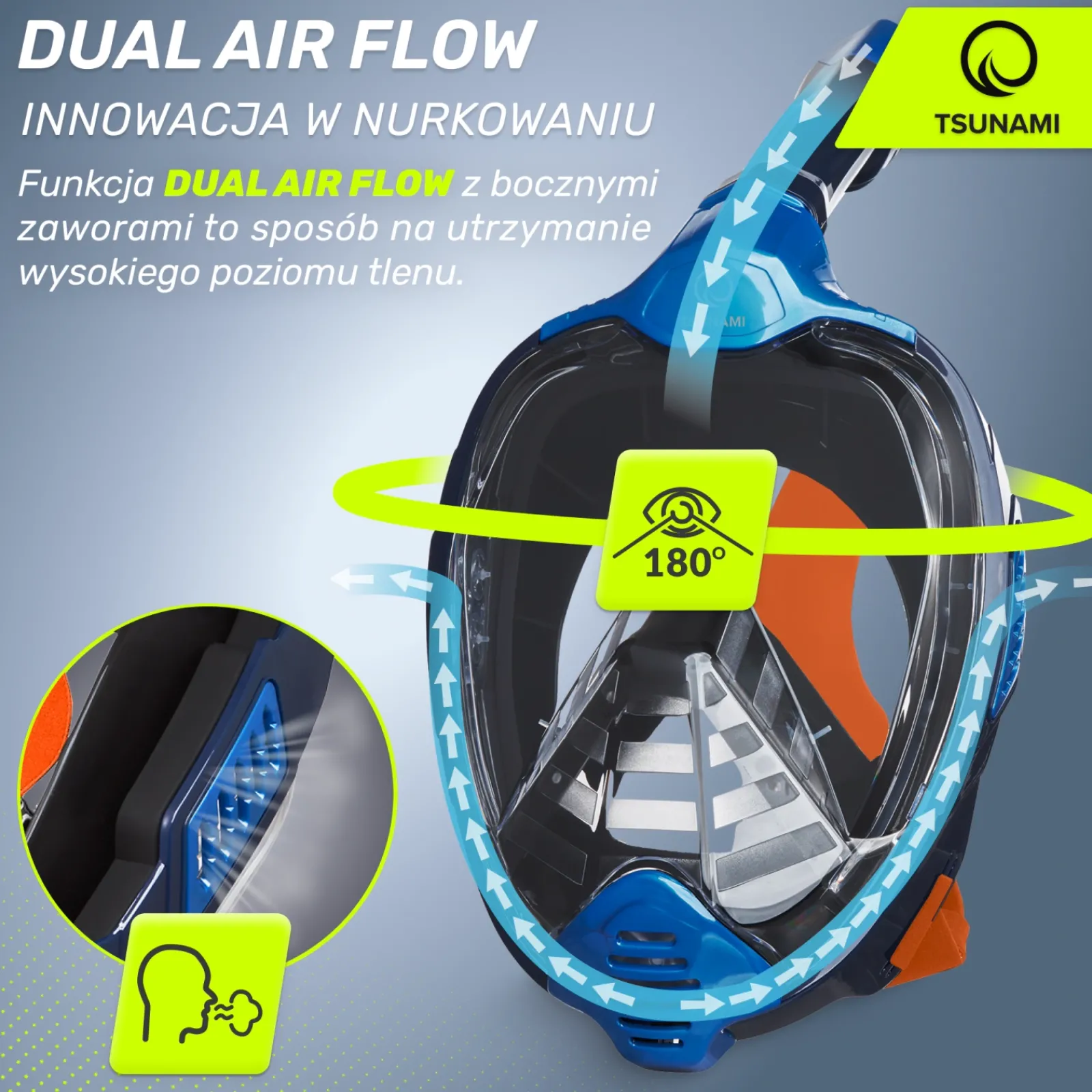 4FIZJO Maska do nurkowania pełnotwarzowa TSUNAMI PRO L/XL Outlet