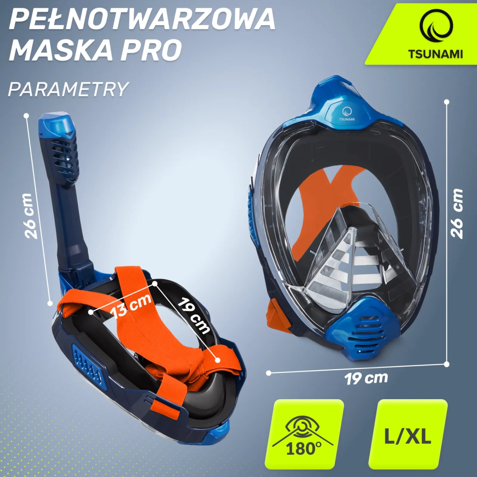4FIZJO Maska do nurkowania pełnotwarzowa TSUNAMI PRO L/XL Outlet