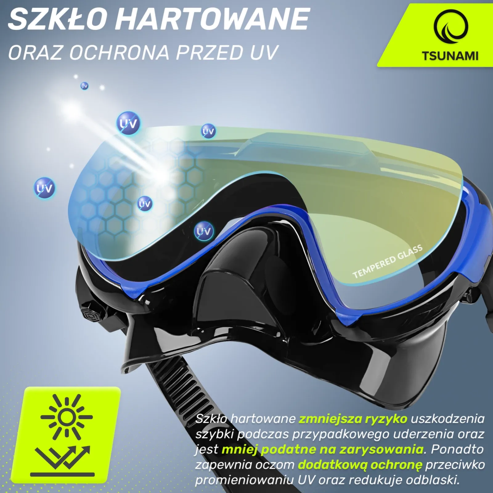 4FIZJO Maska do nurkowania snorkelingu z rurką TSUNAMI niebieska Best