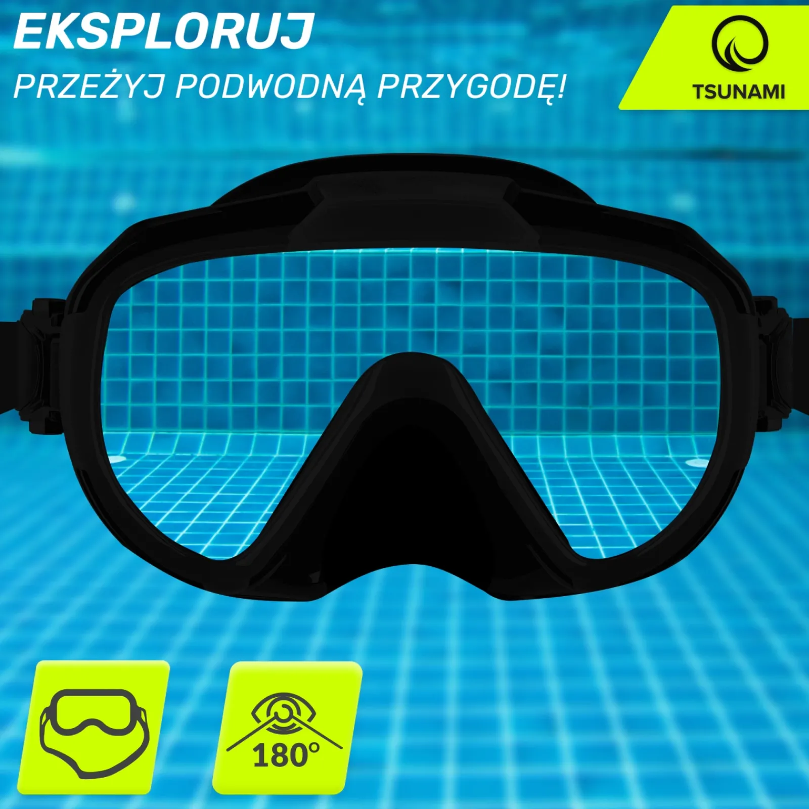4FIZJO Maska do nurkowania snorkelingu z rurką TSUNAMI niebieska Best