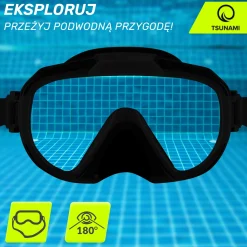 4FIZJO Maska do nurkowania snorkelingu z rurką TSUNAMI czarna Sale