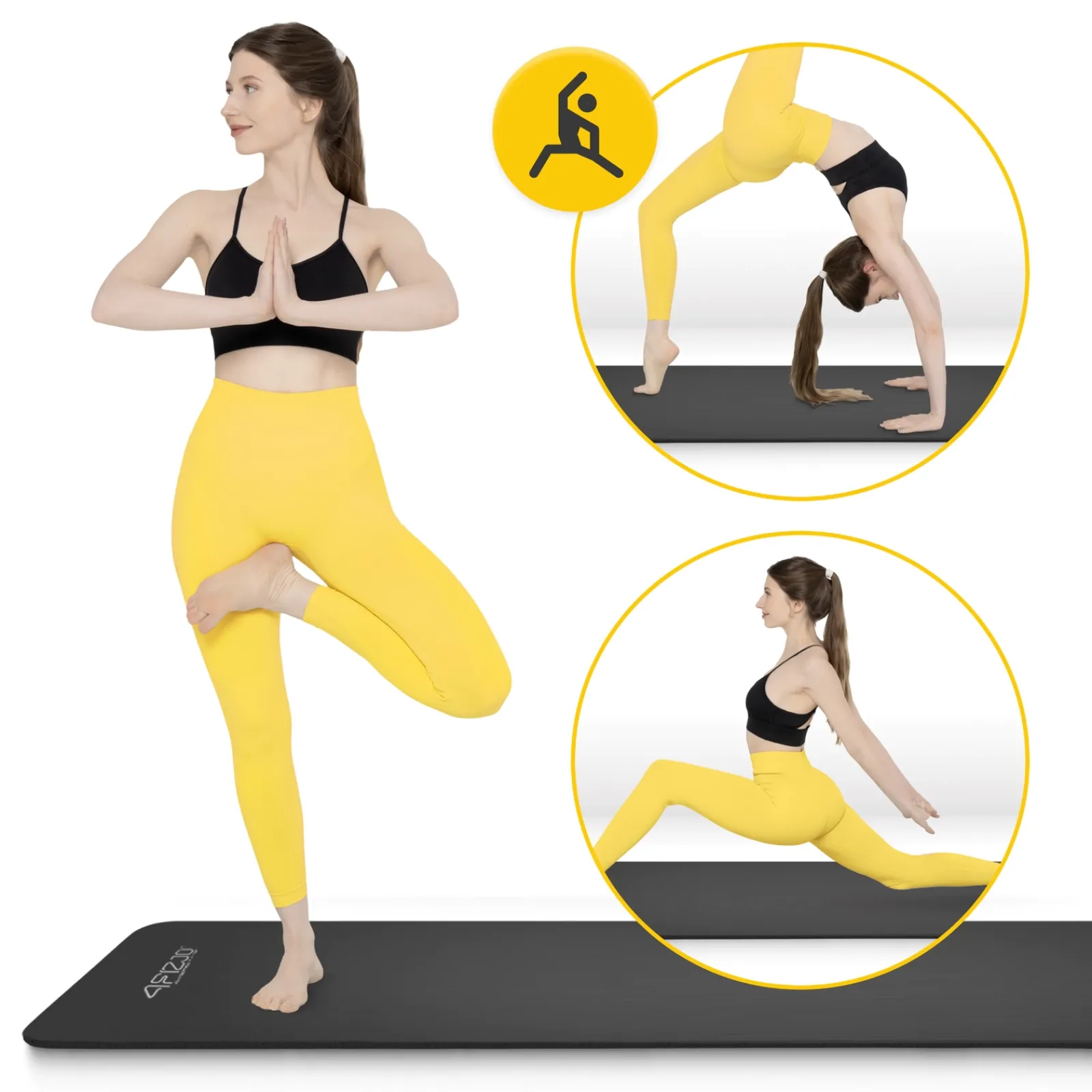 4FIZJO Mata do ćwiczeń fitness i jogi NBR 180 × 60 × 1 cm czarna Czarny Clearance
