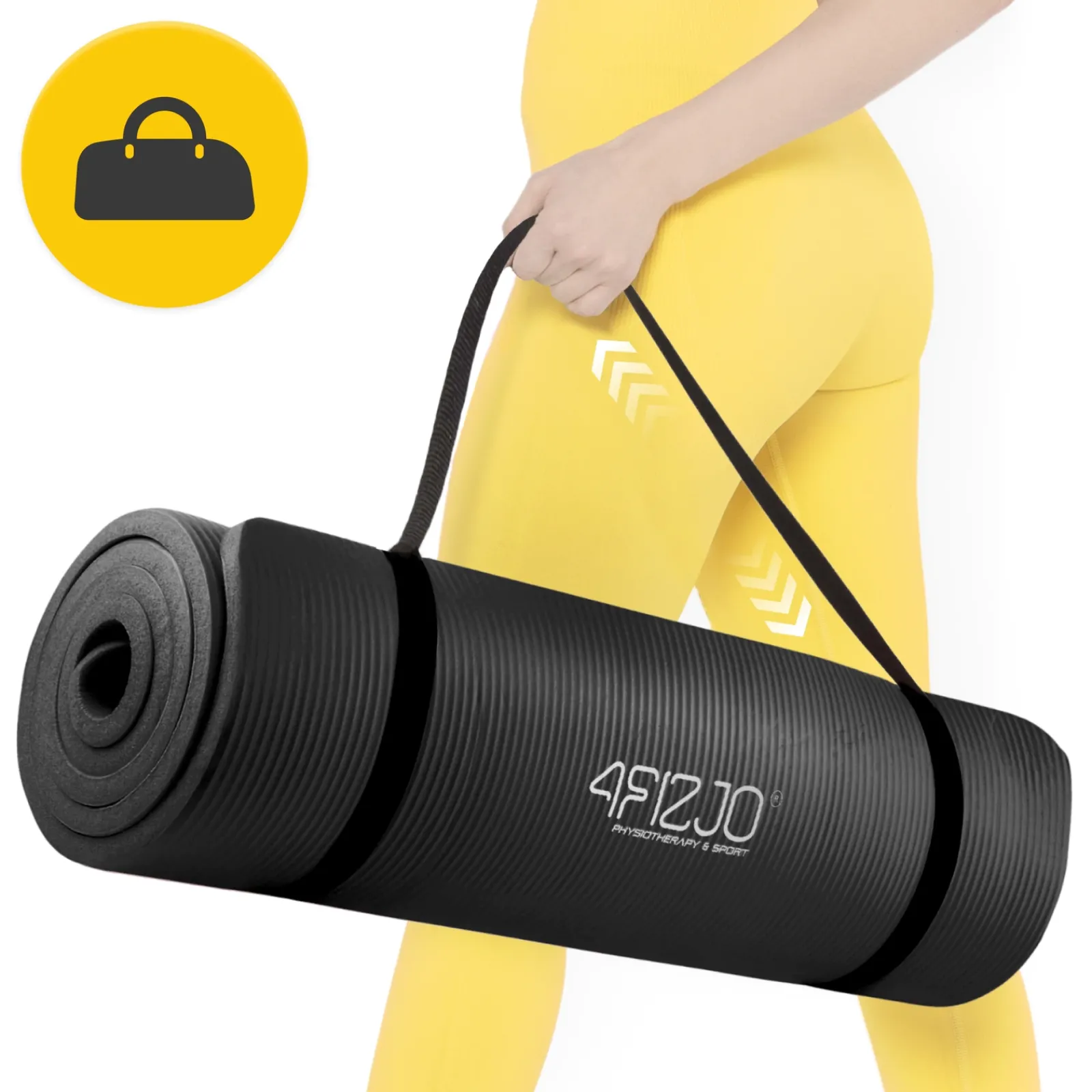 4FIZJO Mata do ćwiczeń fitness i jogi NBR 180 × 60 × 1 cm czarna Czarny Clearance