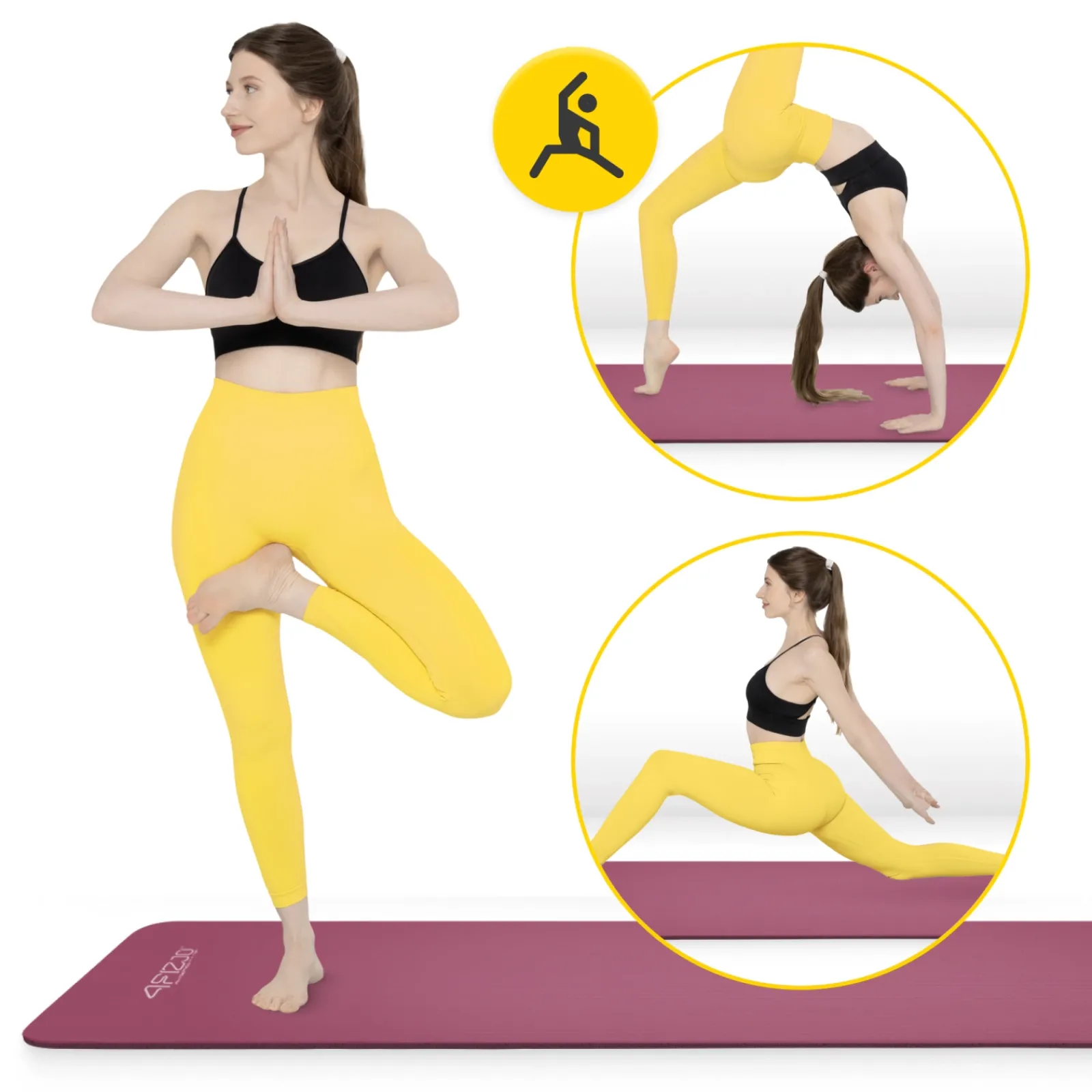 4FIZJO Mata do ćwiczeń fitness i jogi NBR 180 × 60 × 1,5 cm bordowa Online