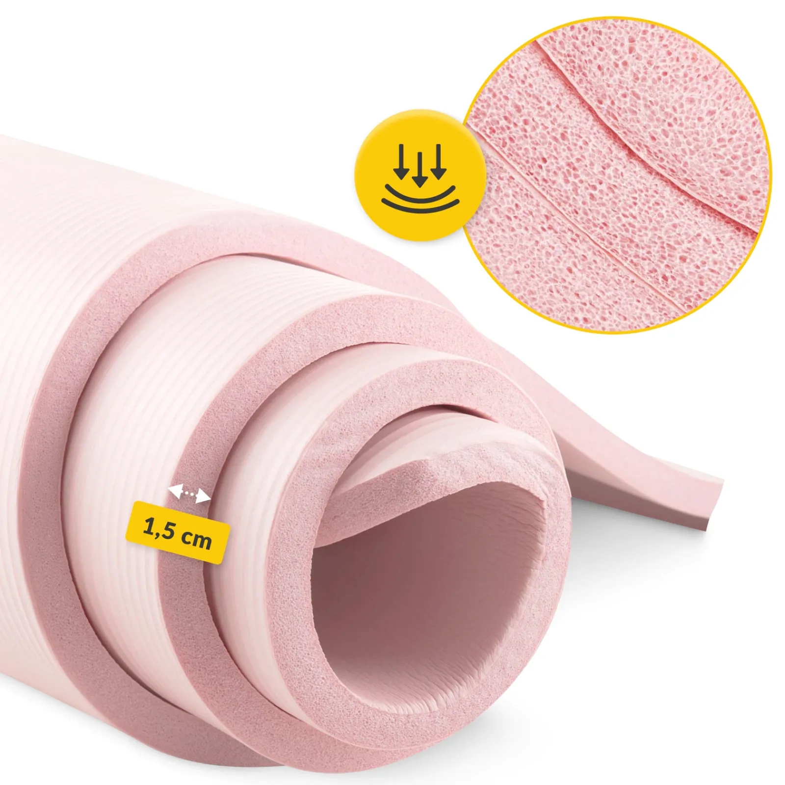 4FIZJO Mata do ćwiczeń fitness i jogi NBR 180 × 60 × 1,5 cm jasnoróżowa Outlet
