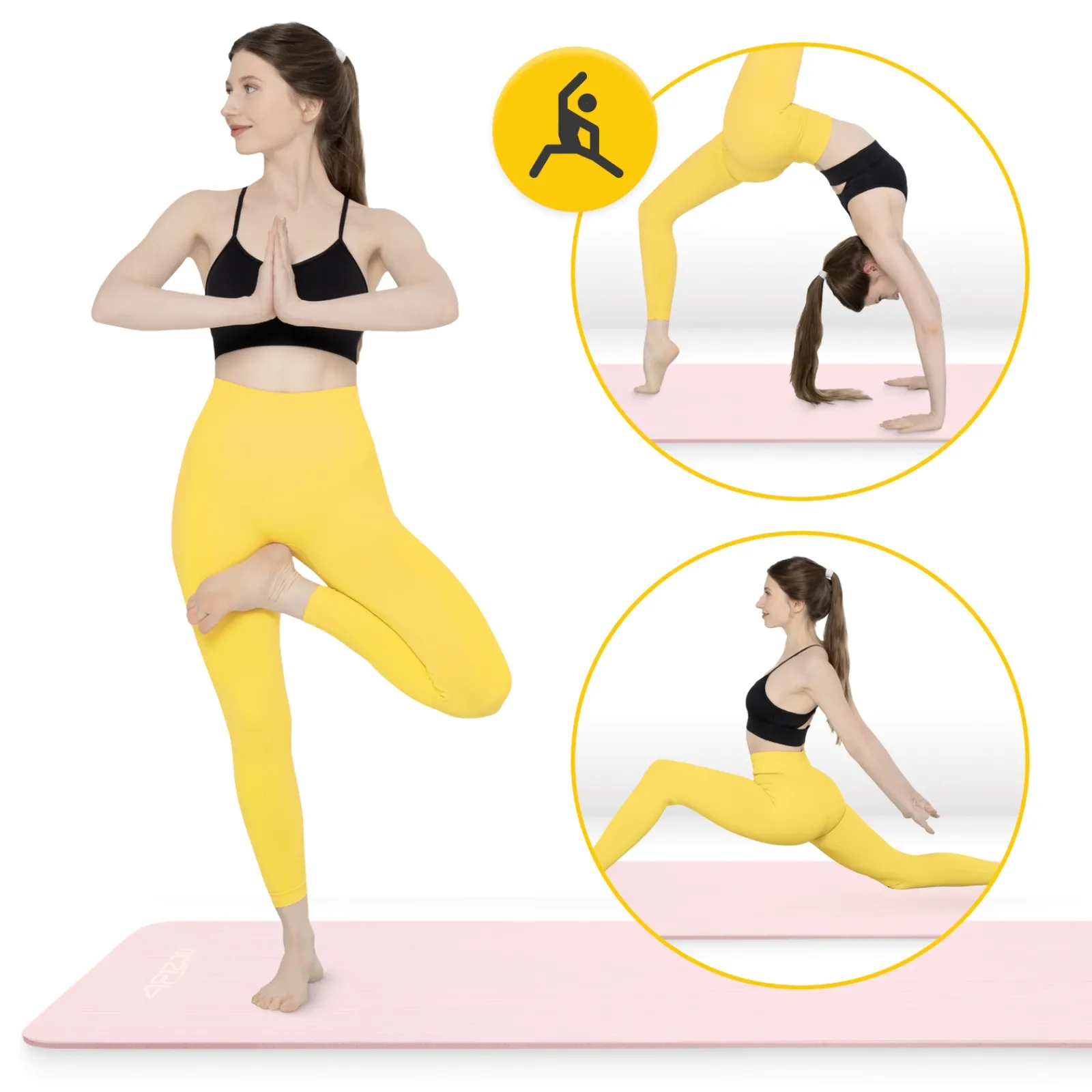 4FIZJO Mata do ćwiczeń fitness i jogi NBR 180 × 60 × 1,5 cm jasnoróżowa Outlet