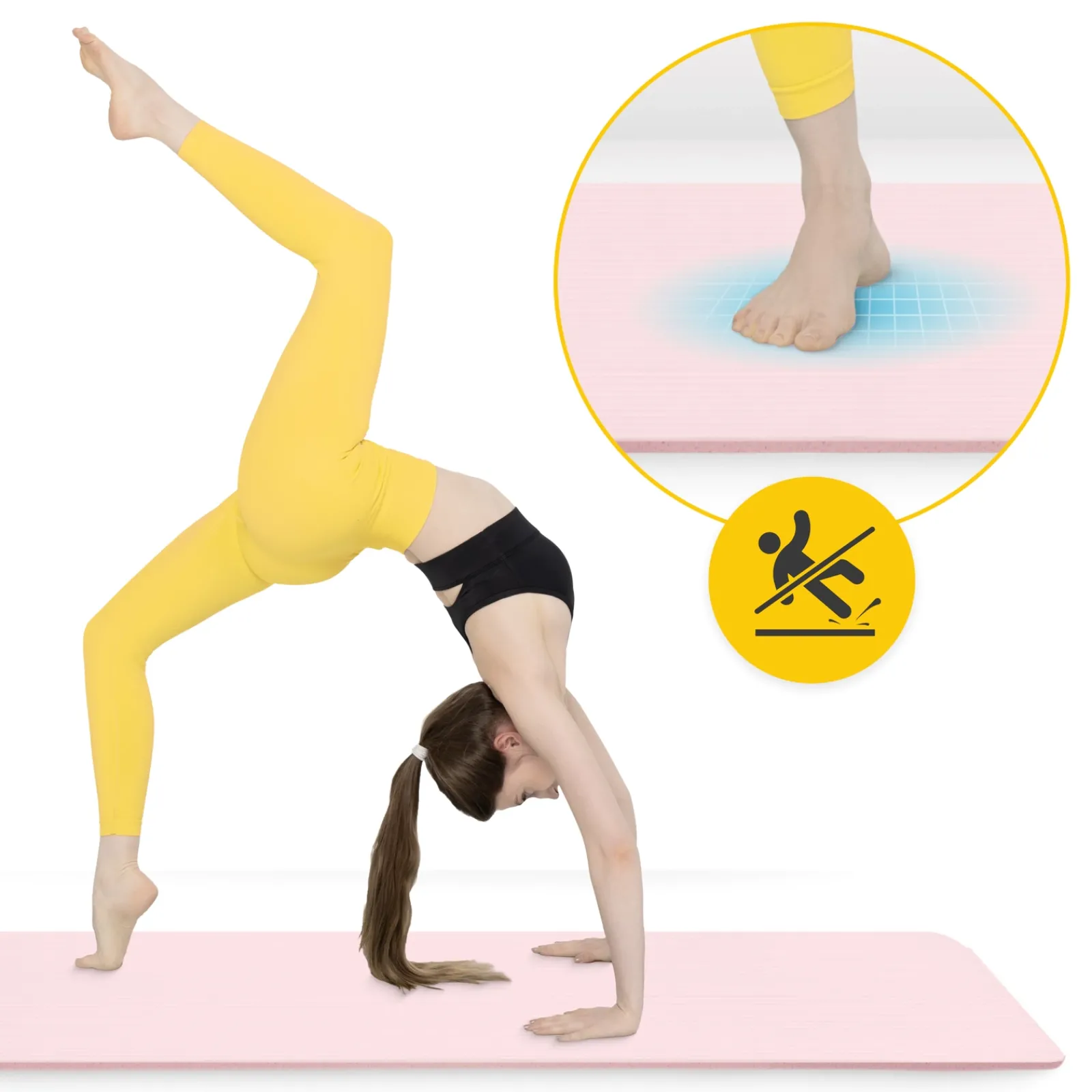 4FIZJO Mata do ćwiczeń fitness i jogi NBR 180 × 60 × 1,5 cm jasnoróżowa Outlet
