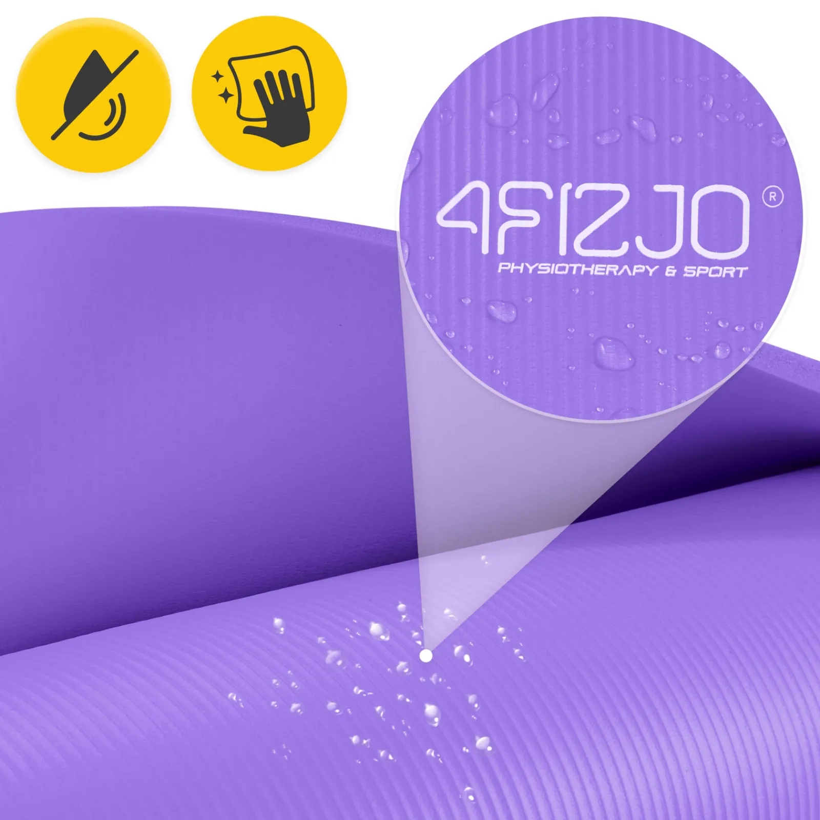 4FIZJO Mata do ćwiczeń fitness i jogi NBR 180 × 60 × 1,5 cm fioletowa