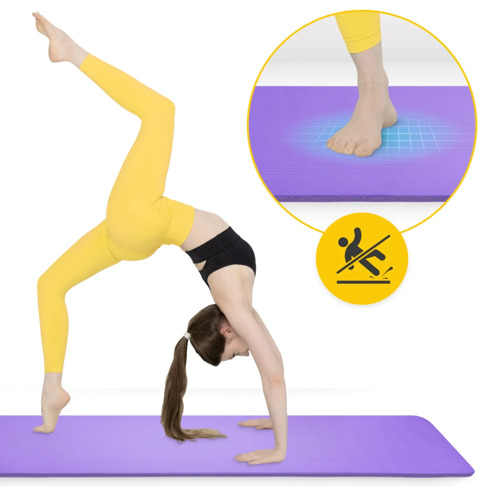 4FIZJO Mata do ćwiczeń fitness i jogi NBR 180 × 60 × 1,5 cm fioletowa