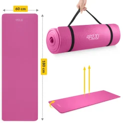 4FIZJO Mata do ćwiczeń fitness i jogi NBR 180 × 60 × 1 cm różowa Ciemnoróżowy Outlet