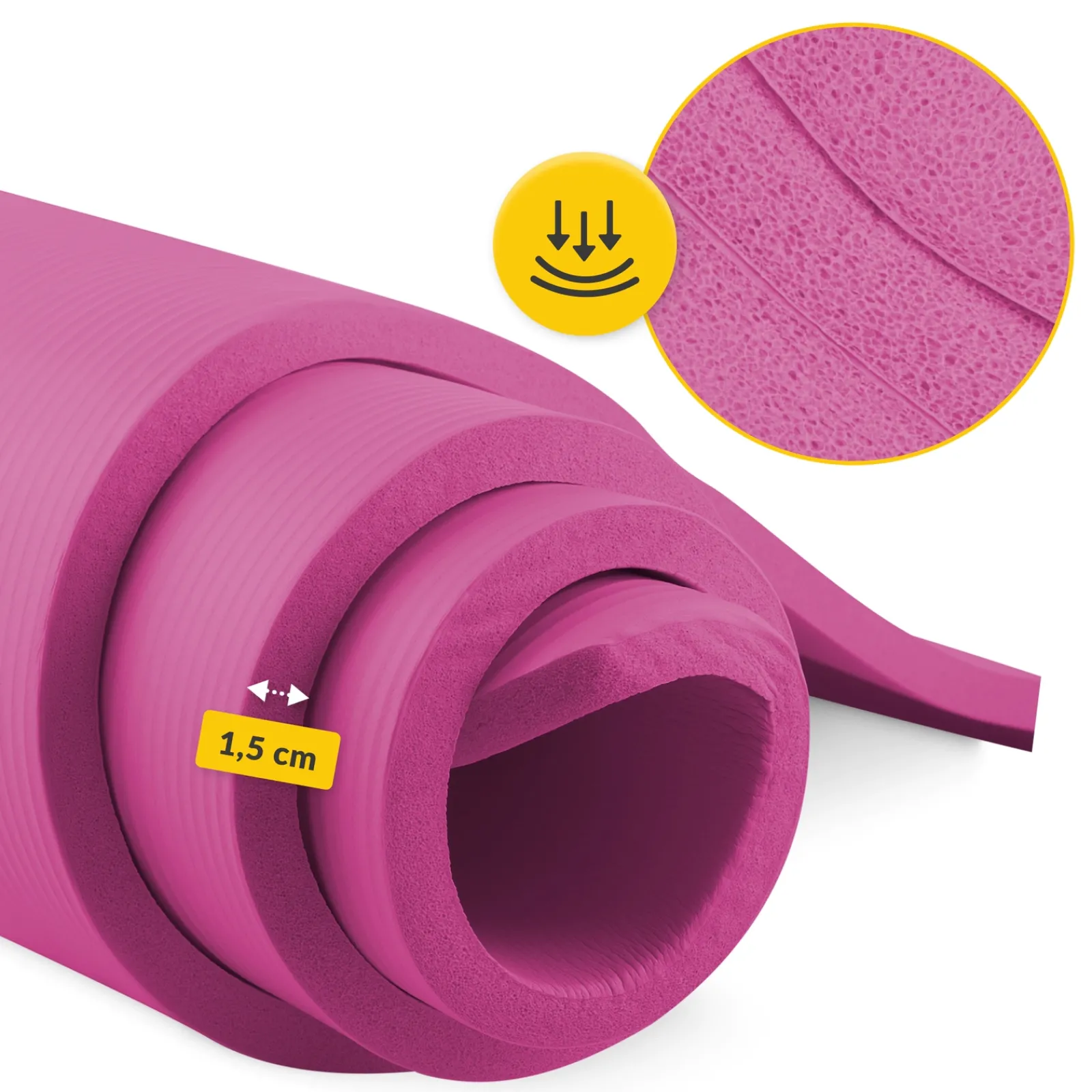 4FIZJO Mata do ćwiczeń fitness i jogi NBR 180 × 60 × 1,5 cm różowa Outlet