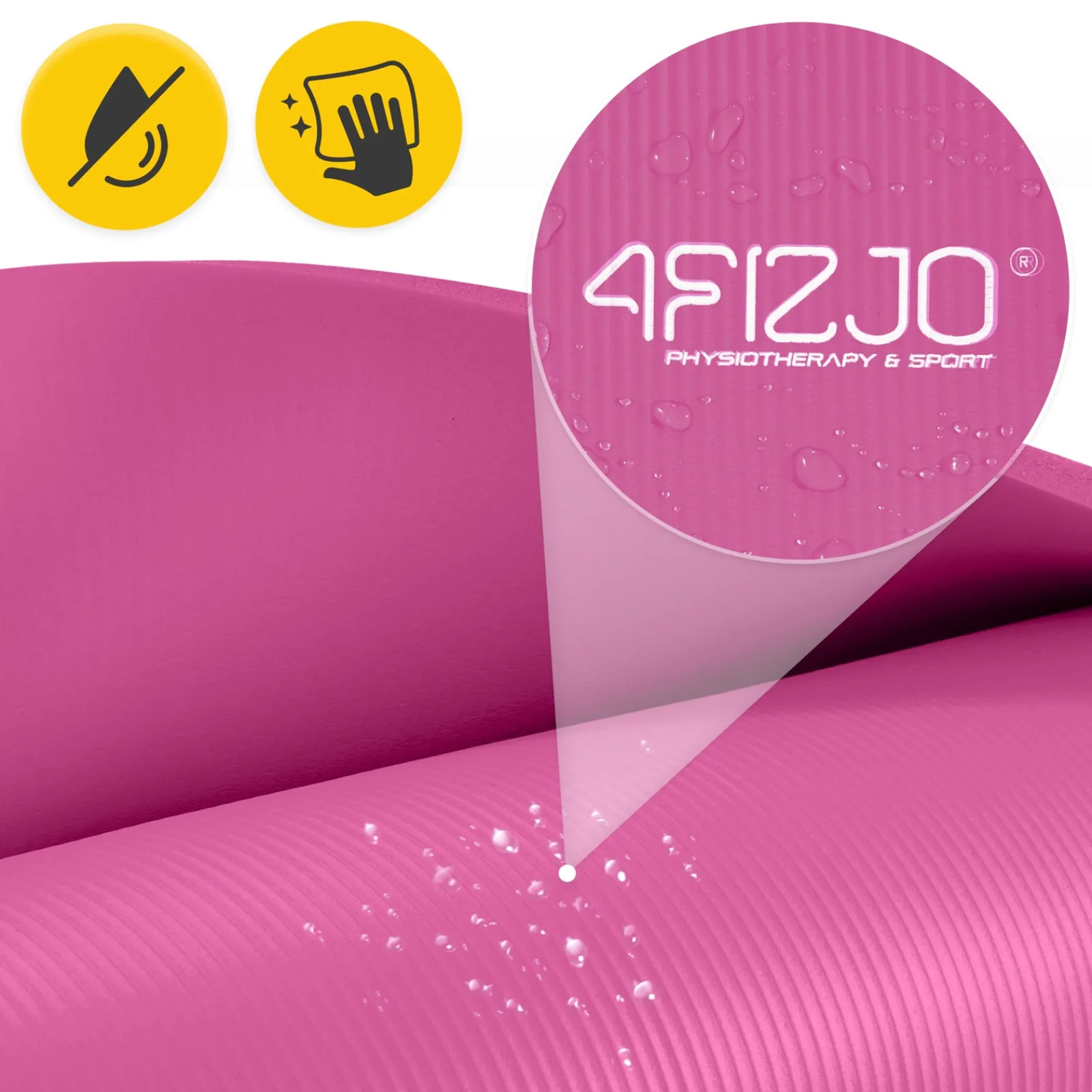 4FIZJO Mata do ćwiczeń fitness i jogi NBR 180 × 60 × 1,5 cm różowa Outlet