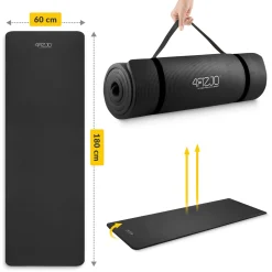 4FIZJO Mata do ćwiczeń fitness i jogi NBR 180 × 60 × 1,5 cm czarna Outlet