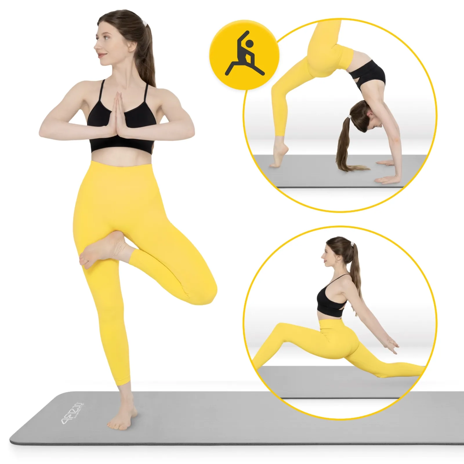4FIZJO Mata do ćwiczeń fitness i jogi NBR 180 × 60 × 1,5 cm szara Clearance