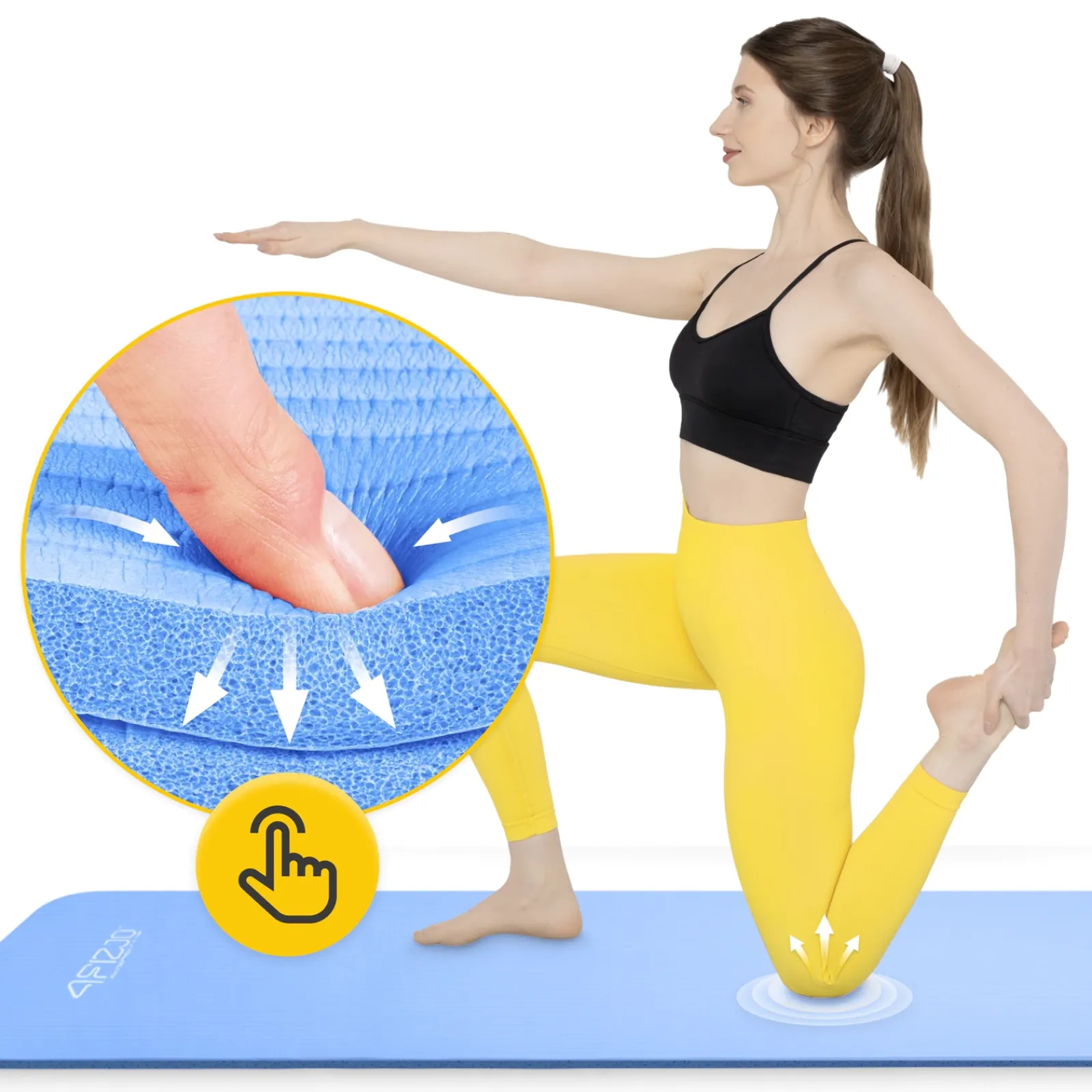4FIZJO Mata do ćwiczeń fitness i jogi NBR 180 × 60 × 1 cm niebieska Niebieski Outlet