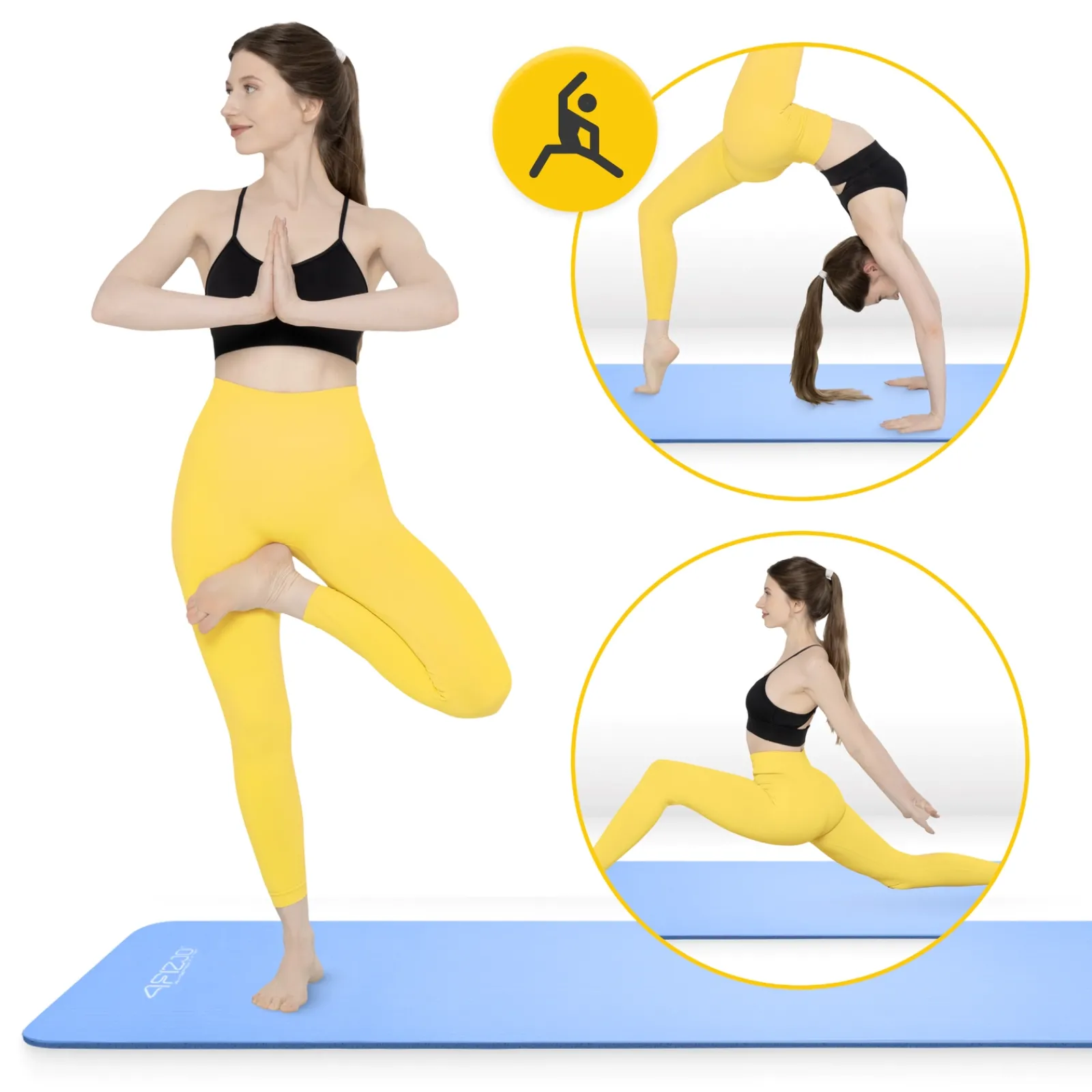 4FIZJO Mata do ćwiczeń fitness i jogi NBR 180 × 60 × 1 cm niebieska Niebieski Outlet