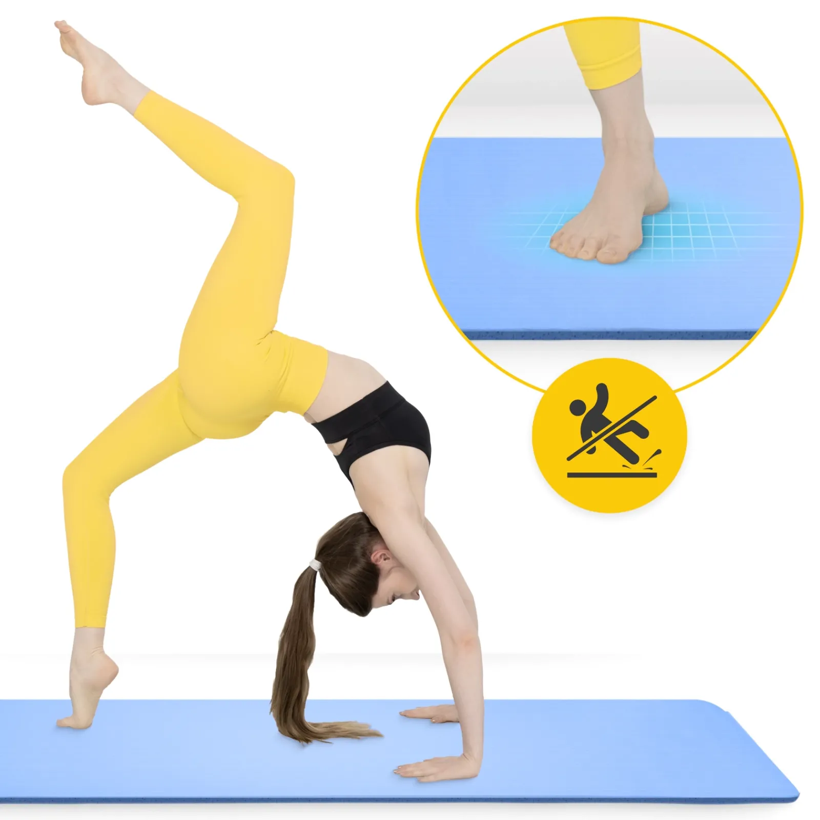 4FIZJO Mata do ćwiczeń fitness i jogi NBR 180 × 60 × 1 cm niebieska Niebieski Outlet