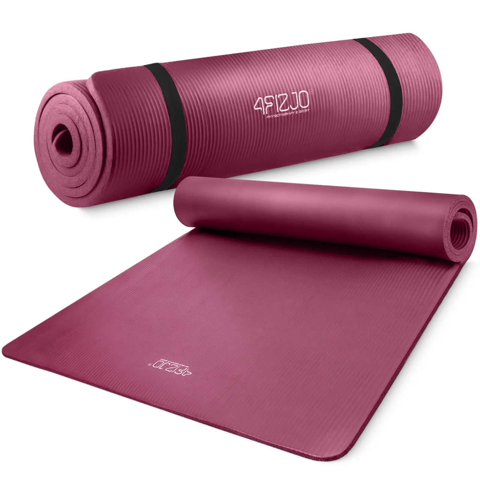 4FIZJO Mata do ćwiczeń fitness i jogi NBR 190 × 100 × 1,5 cm bordowa Clearance