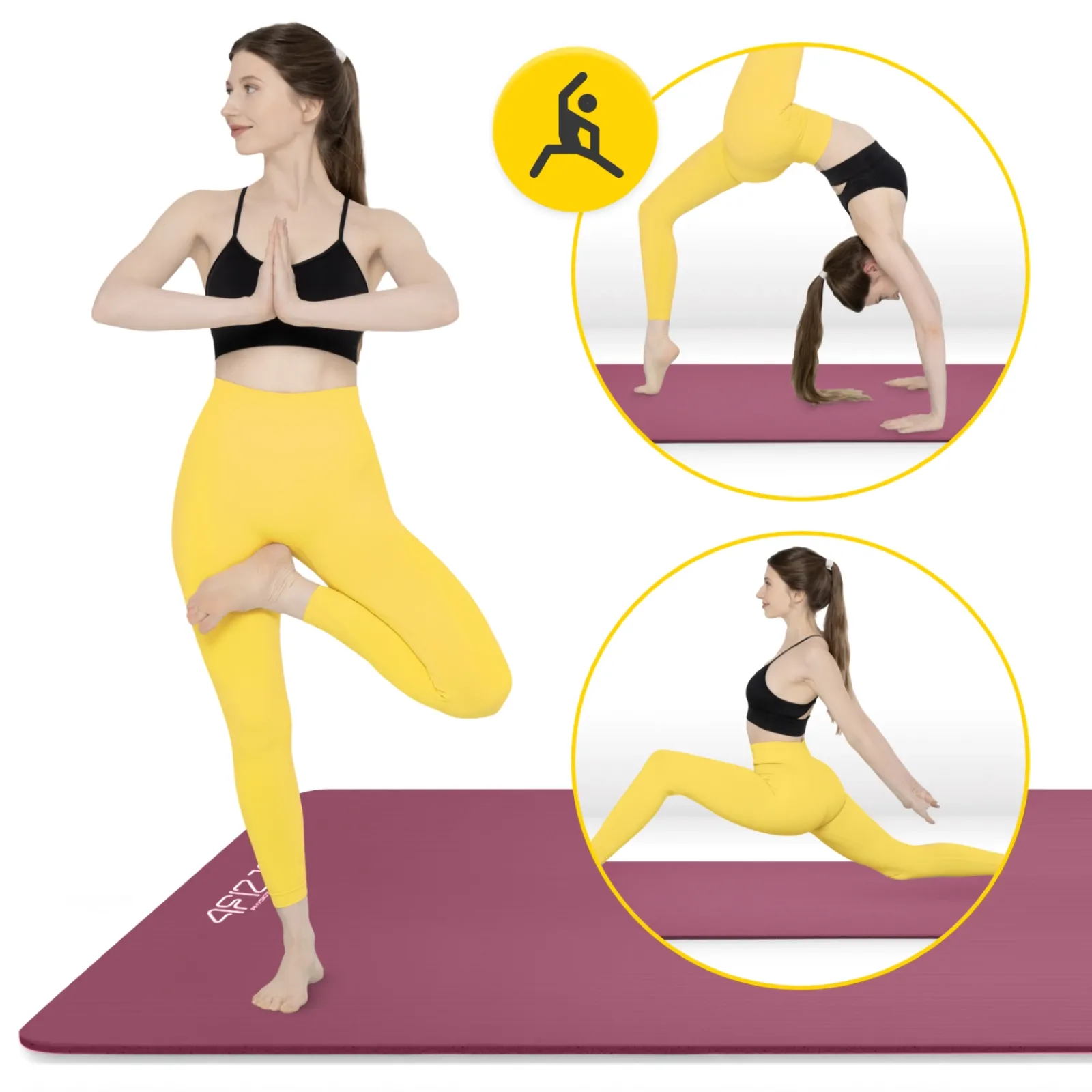 4FIZJO Mata do ćwiczeń fitness i jogi NBR 190 × 100 × 1,5 cm bordowa Clearance