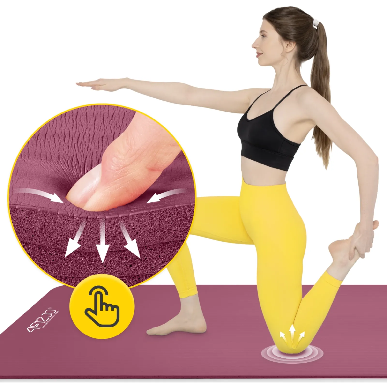 4FIZJO Mata do ćwiczeń fitness i jogi NBR 190 × 100 × 1,5 cm bordowa Clearance