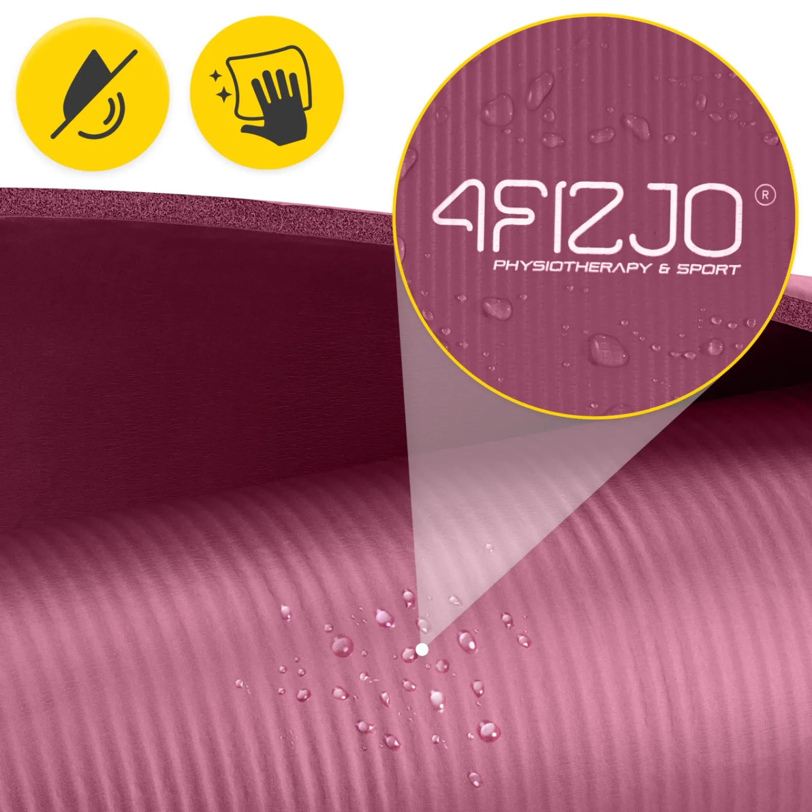 4FIZJO Mata do ćwiczeń fitness i jogi NBR 190 × 100 × 1,5 cm bordowa Clearance