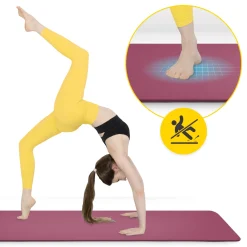 4FIZJO Mata do ćwiczeń fitness i jogi NBR 180 × 60 × 1 cm bordowa Bordowy Online