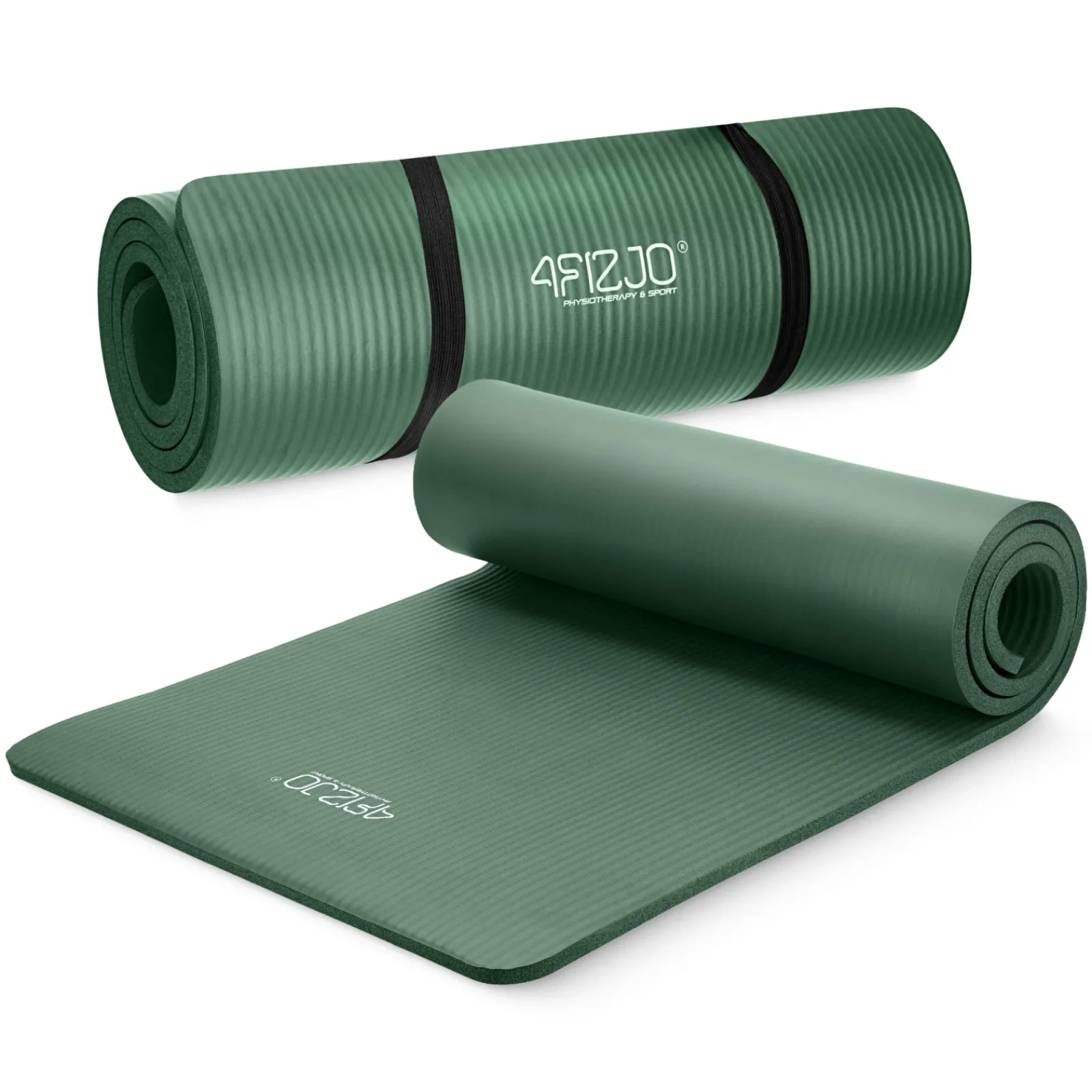 4FIZJO Mata do ćwiczeń fitness i jogi NBR 180 × 60 × 1,5 cm szałwiowa zieleń New