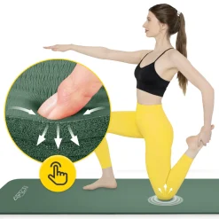 4FIZJO Mata do ćwiczeń fitness i jogi NBR 180 × 60 × 1,5 cm szałwiowa zieleń New