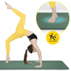 4FIZJO Mata do ćwiczeń fitness i jogi NBR 180 × 60 × 1 cm szałwiowa zieleń Zielony New